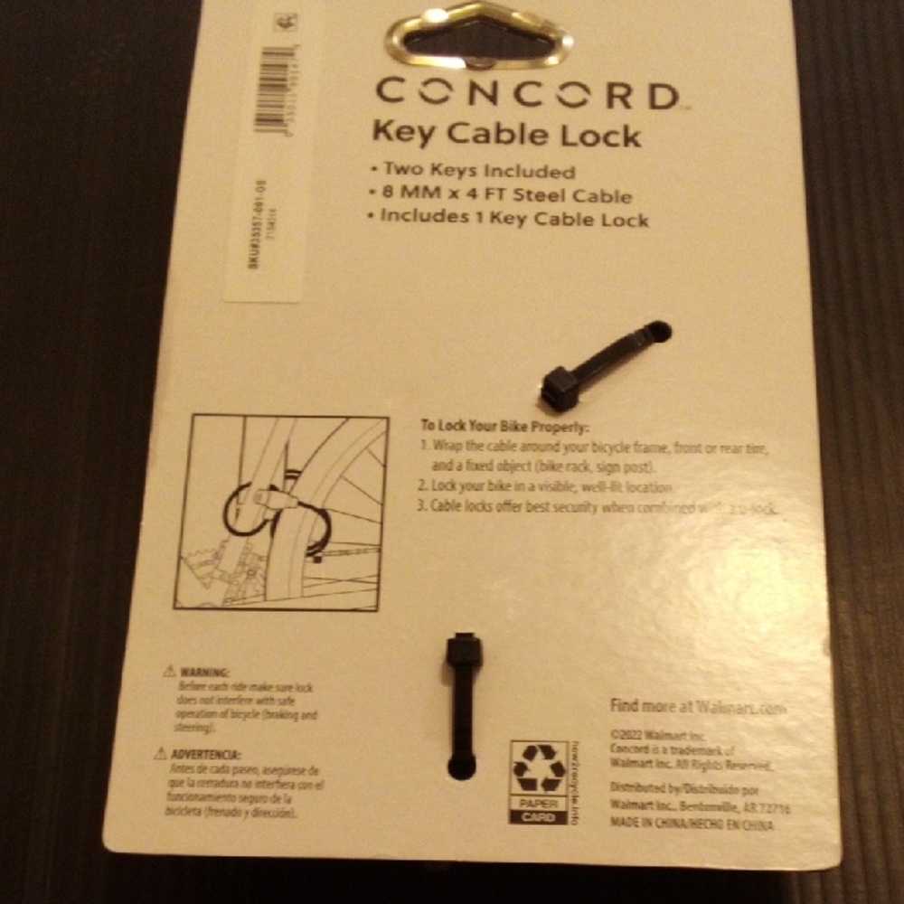 Concord Black Key Cable Lock - Picture 4 of 7